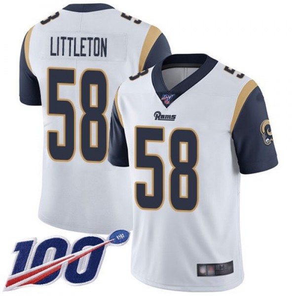 Nike Rams #58 Cory Littleton White Men's Stitched NFL 100th Season Vapor Limited Jersey