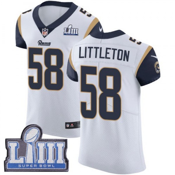 Nike Rams #58 Cory Littleton White Super Bowl LIII Bound Men's Stitched NFL Vapor Untouchable Elite Jersey