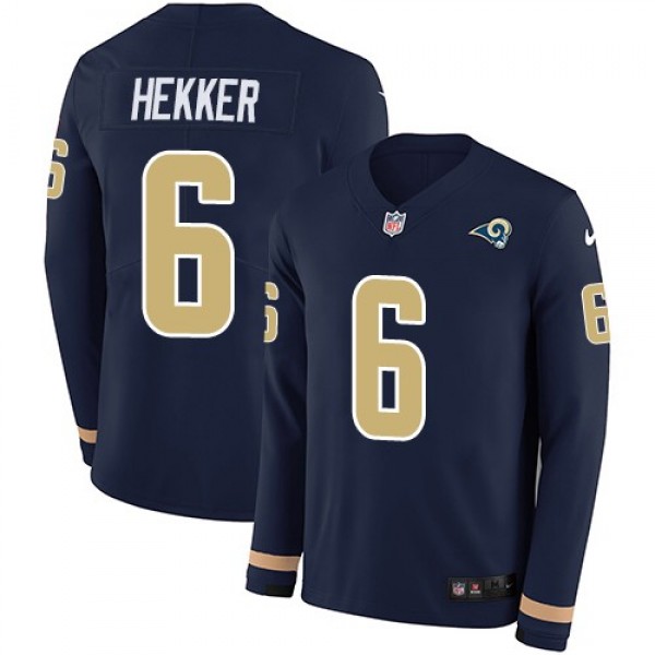 Nike Rams #6 Johnny Hekker Navy Blue Team Color Men's Stitched NFL Limited Therma Long Sleeve Jersey