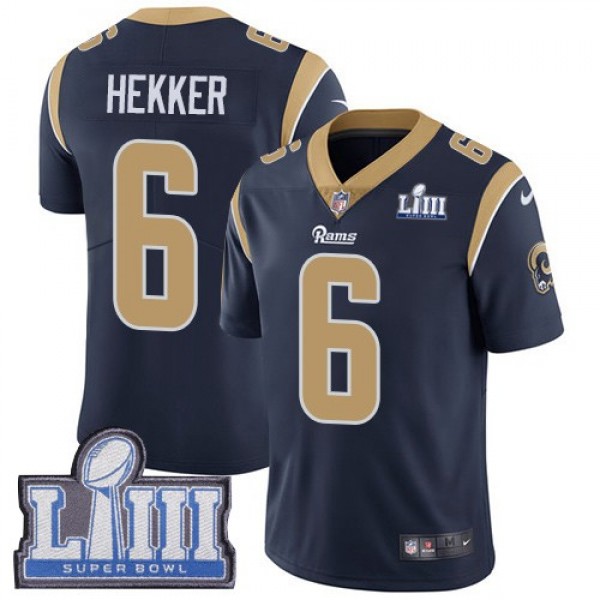 Nike Rams #6 Johnny Hekker Navy Blue Team Color Super Bowl LIII Bound Men's Stitched NFL Vapor Untouchable Limited Jersey