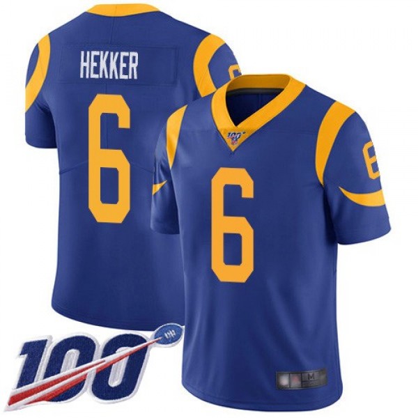 Nike Rams #6 Johnny Hekker Royal Blue Alternate Men's Stitched NFL 100th Season Vapor Limited Jersey