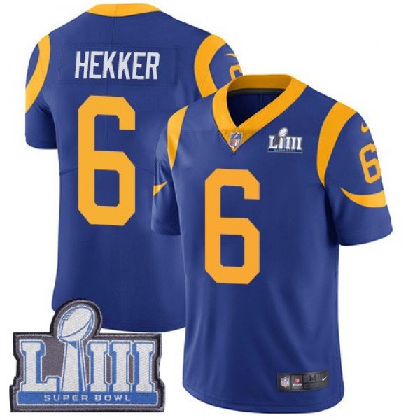 Nike Rams #6 Johnny Hekker Royal Blue Alternate Super Bowl LIII Bound Men's Stitched NFL Vapor Untouchable Limited Jersey