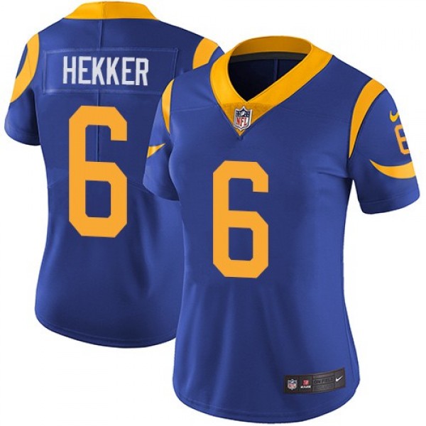 Women's Rams #6 Johnny Hekker Royal Blue Alternate Stitched NFL Vapor Untouchable Limited Jersey