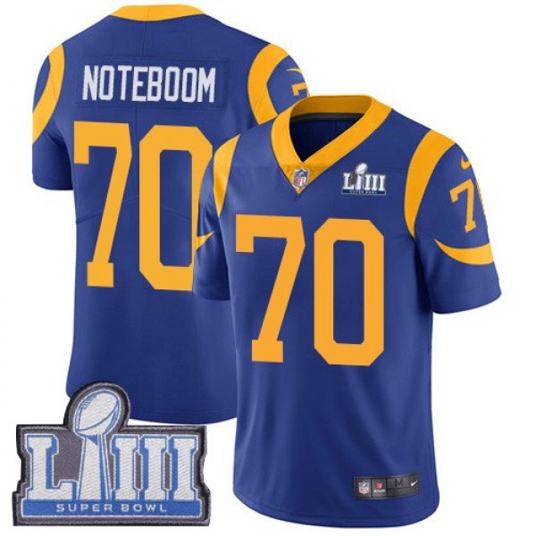 Nike Rams #70 Joseph Noteboom Royal Blue Alternate Super Bowl LIII Bound Men's Stitched NFL Vapor Untouchable Limited Jersey