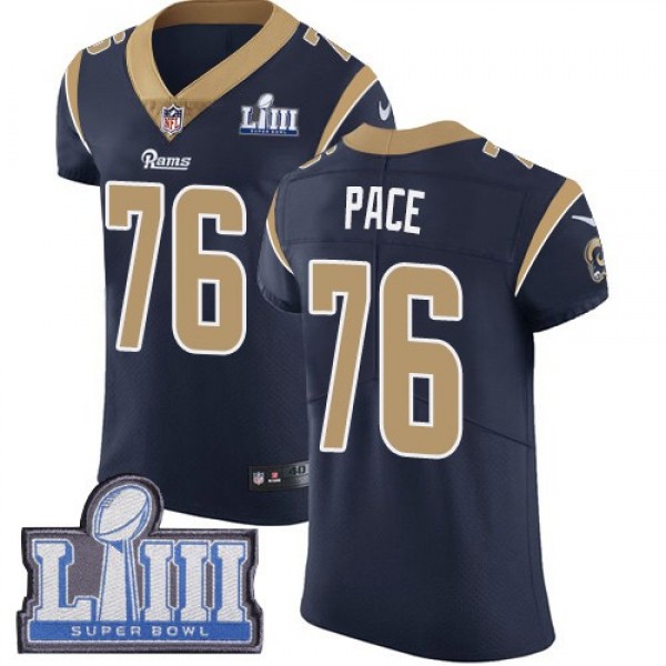 Nike Rams #76 Orlando Pace Navy Blue Team Color Super Bowl LIII Bound Men's Stitched NFL Vapor Untouchable Elite Jersey