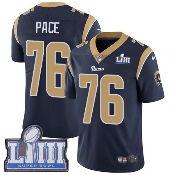 Nike Rams #76 Orlando Pace Navy Blue Team Color Super Bowl LIII Bound Men's Stitched NFL Vapor Untouchable Limited Jersey
