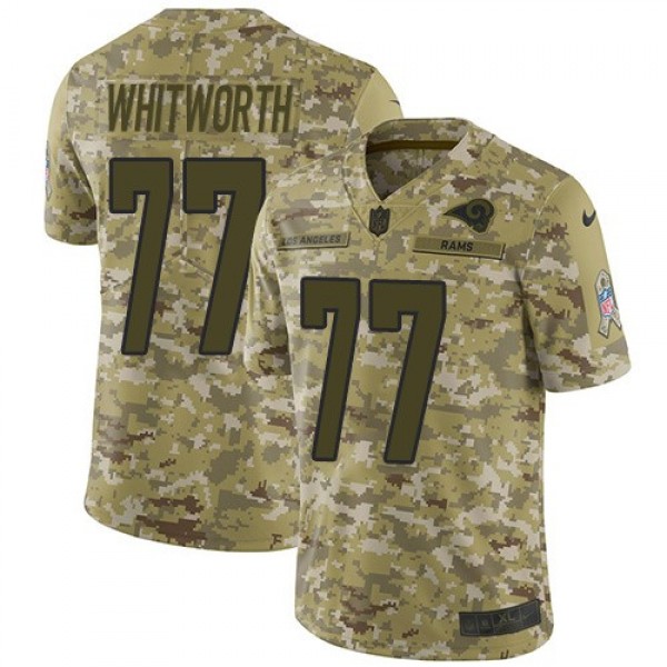 Nike Rams #77 Andrew Whitworth Camo Men's Stitched NFL Limited 2018 Salute To Service Jersey