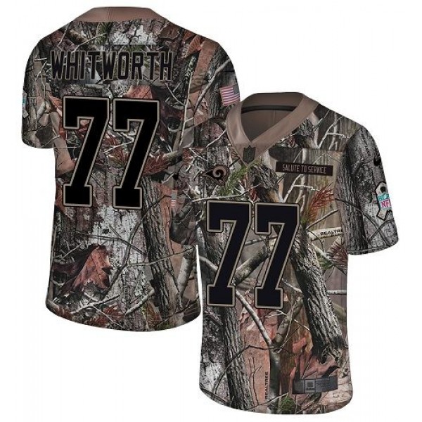 Nike Rams #77 Andrew Whitworth Camo Men's Stitched NFL Limited Rush Realtree Jersey