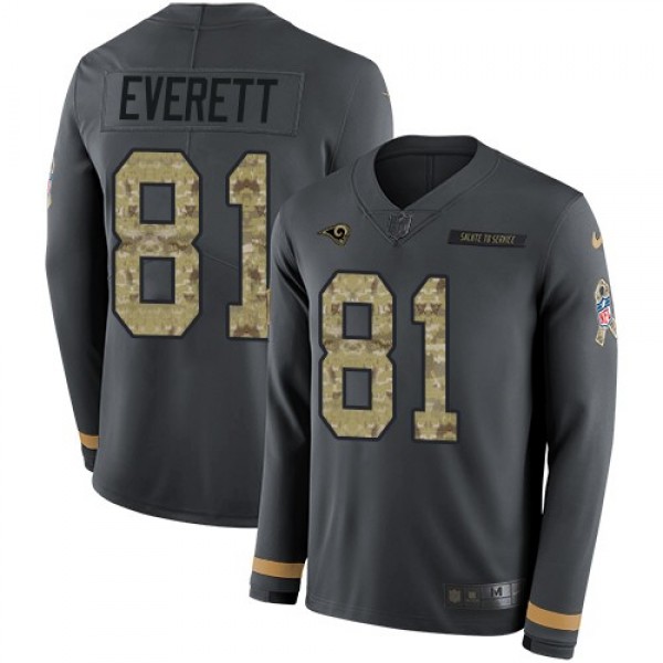 Nike Rams #81 Gerald Everett Anthracite Salute to Service Men's Stitched NFL Limited Therma Long Sleeve Jersey