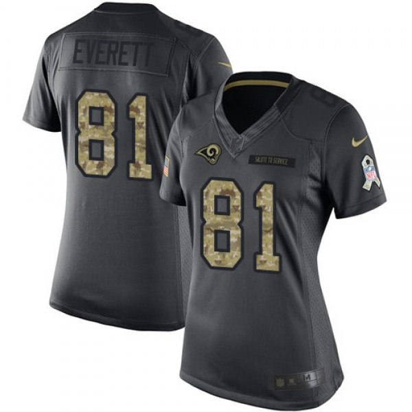 Women's Rams #81 Gerald Everett Black Stitched NFL Limited 2016 Salute to Service Jersey