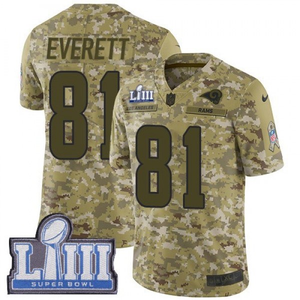 Nike Rams #81 Gerald Everett Camo Super Bowl LIII Bound Men's Stitched NFL Limited 2018 Salute To Service Jersey