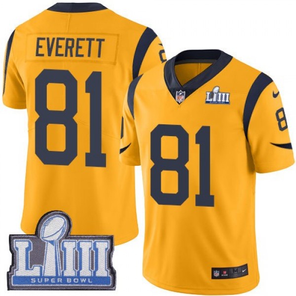 Nike Rams #81 Gerald Everett Gold Super Bowl LIII Bound Men's Stitched NFL Limited Rush Jersey