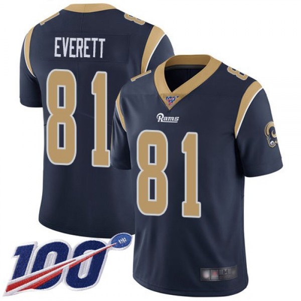 Nike Rams #81 Gerald Everett Navy Blue Team Color Men's Stitched NFL 100th Season Vapor Limited Jersey