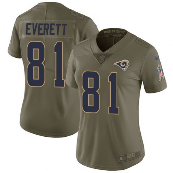 Women's Rams #81 Gerald Everett Olive Stitched NFL Limited 2017 Salute to Service Jersey
