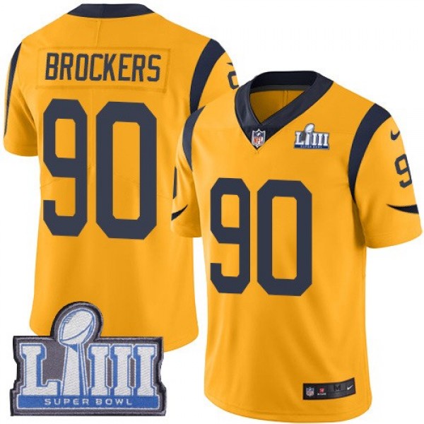 Nike Rams #90 Michael Brockers Gold Super Bowl LIII Bound Men's Stitched NFL Limited Rush Jersey
