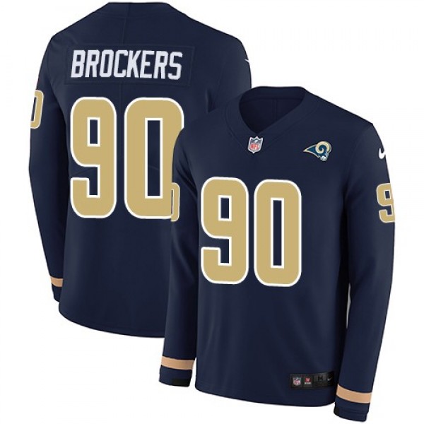 Nike Rams #90 Michael Brockers Navy Blue Team Color Men's Stitched NFL Limited Therma Long Sleeve Jersey