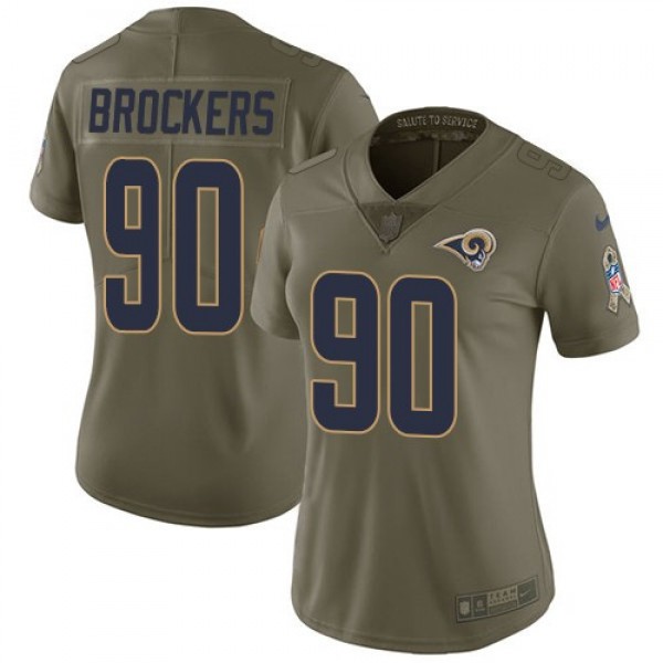 Women's Rams #90 Michael Brockers Olive Stitched NFL Limited 2017 Salute to Service Jersey