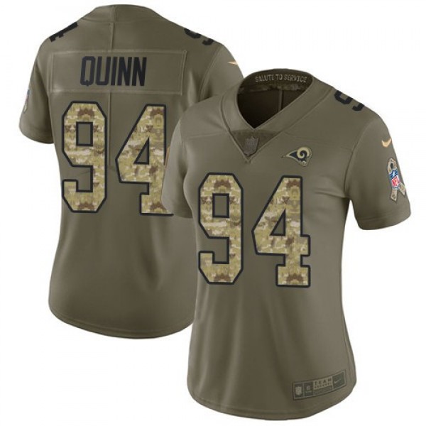 Women's Rams #94 Robert Quinn Olive Camo Stitched NFL Limited 2017 Salute to Service Jersey