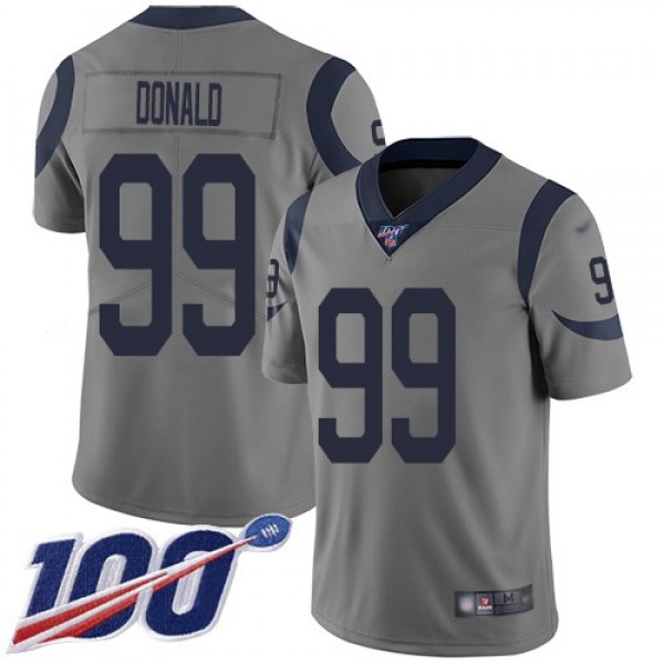 Nike Rams #99 Aaron Donald Gray Men's Stitched NFL Limited Inverted Legend 100th Season Jersey