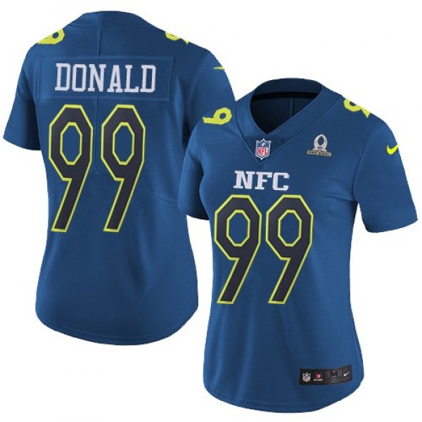 Women's Rams #99 Aaron Donald Navy Stitched NFL Limited NFC 2017 Pro Bowl Jersey