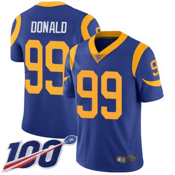 Nike Rams #99 Aaron Donald Royal Blue Alternate Men's Stitched NFL 100th Season Vapor Limited Jersey