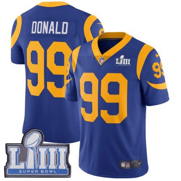 ديكي ضاع Nike Rams #99 Aaron Donald Royal Blue Alternate Super Bowl LIII ... ديكي ضاع