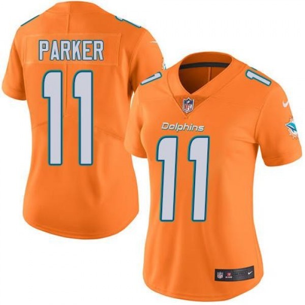 Women's Dolphins #11 DeVante Parker Orange Stitched NFL Limited Rush Jersey
