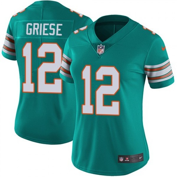Women's Dolphins #12 Bob Griese Aqua Green Alternate Stitched NFL Vapor Untouchable Limited Jersey