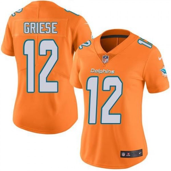 Women's Dolphins #12 Bob Griese Orange Stitched NFL Limited Rush Jersey