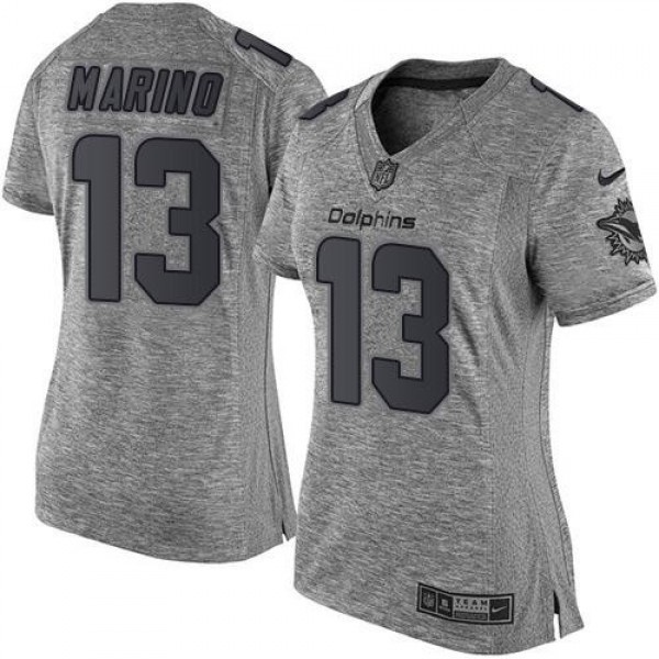 Women's Dolphins #13 Dan Marino Gray Stitched NFL Limited Gridiron Gray Jersey