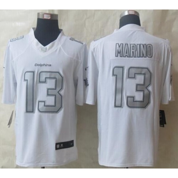 Nike Dolphins #13 Dan Marino White Men's Stitched NFL Limited Platinum Jersey