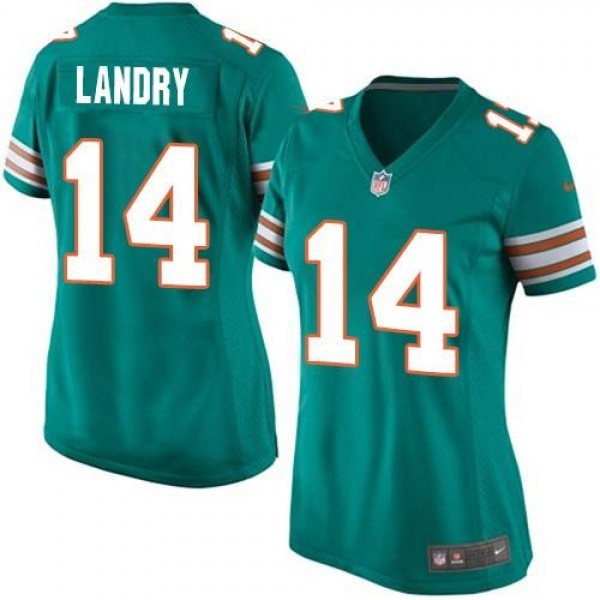 Women's Dolphins #14 Jarvis Landry Aqua Green Alternate Stitched NFL Elite Jersey