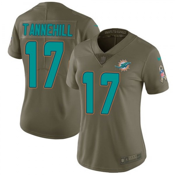 Women's Dolphins #17 Ryan Tannehill Olive Stitched NFL Limited 2017 Salute to Service Jersey