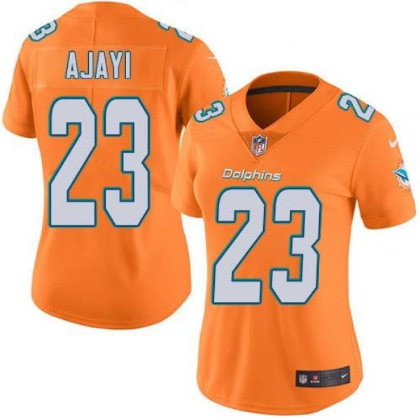 Women's Dolphins #23 Jay Ajayi Orange Stitched NFL Limited Rush Jersey