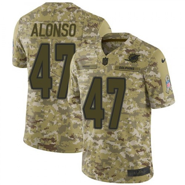 Nike Dolphins #47 Kiko Alonso Camo Men's Stitched NFL Limited 2018 Salute To Service Jersey