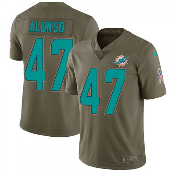 Nike Dolphins #47 Kiko Alonso Olive Men's Stitched NFL Limited 2017 Salute To Service Jersey