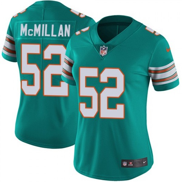 Women's Dolphins #52 Raekwon McMillan Aqua Green Alternate Stitched NFL Vapor Untouchable Limited Jersey