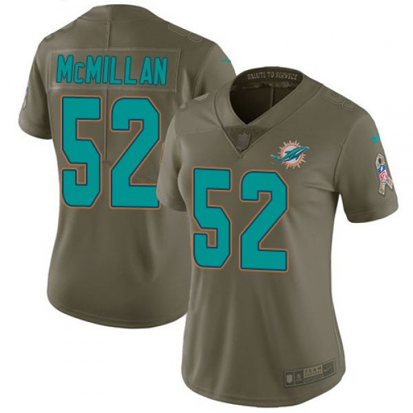 Women's Dolphins #52 Raekwon McMillan Olive Stitched NFL Limited 2017 Salute to Service Jersey