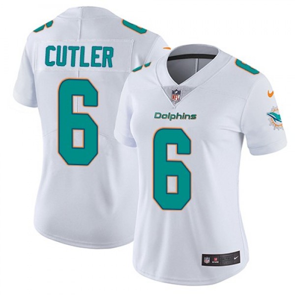 Women's Dolphins #6 Jay Cutler White Stitched NFL Vapor Untouchable Limited Jersey