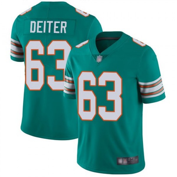 Nike Dolphins #63 Michael Deiter Aqua Green Alternate Men's Stitched NFL Vapor Untouchable Limited Jersey