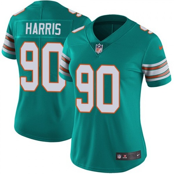 Women's Dolphins #90 Charles Harris Aqua Green Alternate Stitched NFL Vapor Untouchable Limited Jersey