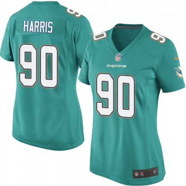 Women's Dolphins #90 Charles Harris Aqua Green Team Color Stitched NFL Elite Jersey