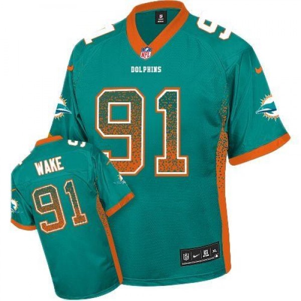 Nike Dolphins #91 Cameron Wake Aqua Green Team Color Men's Stitched NFL Elite Drift Fashion Jersey