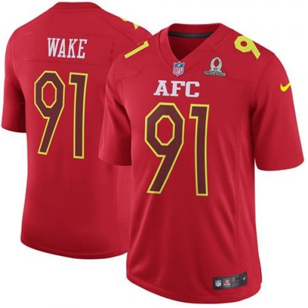 Nike Dolphins #91 Cameron Wake Red Men's Stitched NFL Game AFC 2017 Pro Bowl Jersey