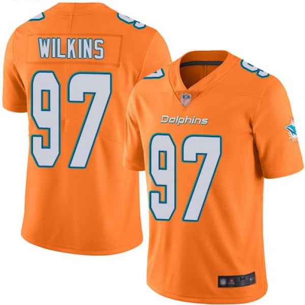 Nike Dolphins #97 Christian Wilkins Orange Men's Stitched NFL Limited Rush Jersey