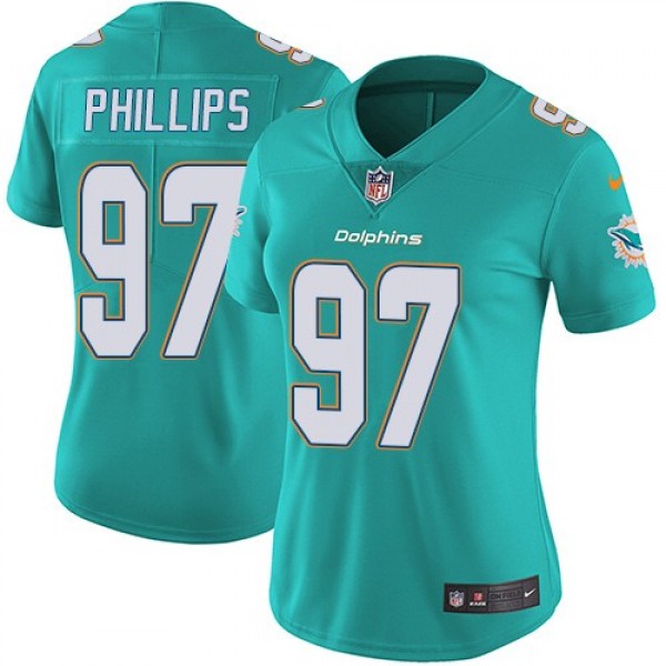 Women's Dolphins #97 Jordan Phillips Aqua Green Team Color Stitched NFL Vapor Untouchable Limited Jersey