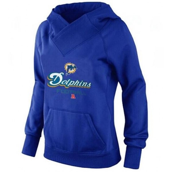 Women's Miami Dolphins Big Tall Critical Victory Pullover Hoodie Blue Jersey