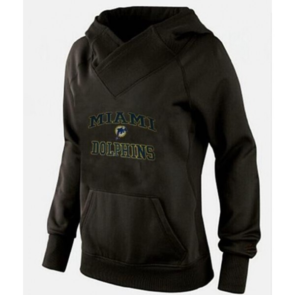 Women's Miami Dolphins Heart Soul Pullover Hoodie Black Jersey