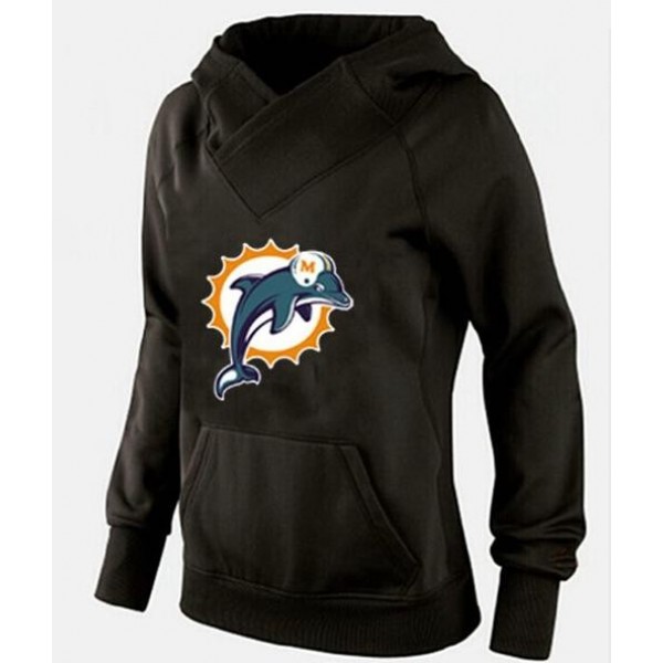 Women's Miami Dolphins Logo Pullover Hoodie Black-1 Jersey