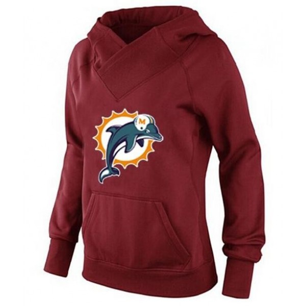 Women's Miami Dolphins Logo Pullover Hoodie Red-1 Jersey